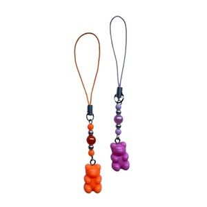 NEW!!! Gummy Bear Cell Phone and Tech Charm  2 pack Pink and Orange